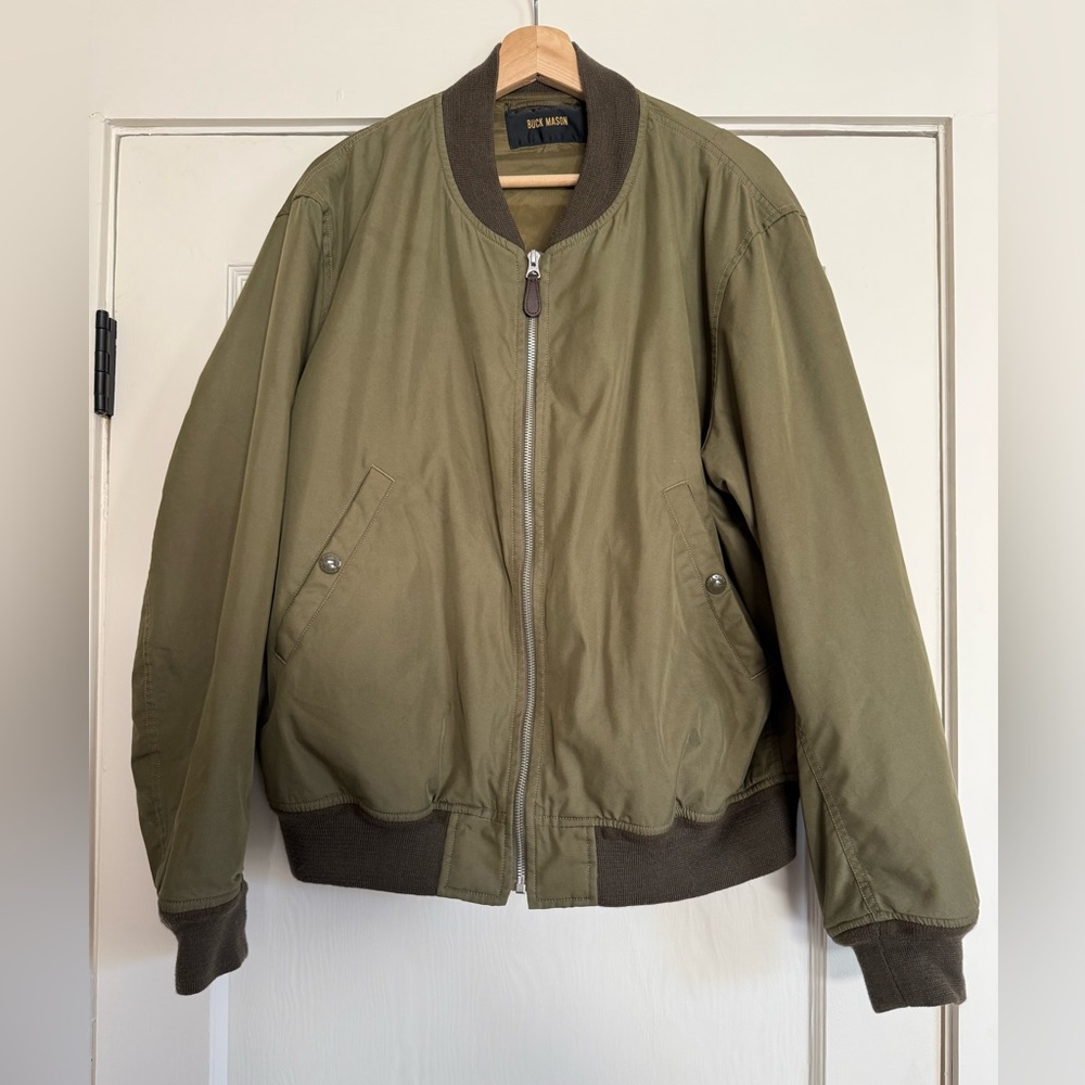 Buck Mason Bomber Jacket – Olive Green – Size XL
